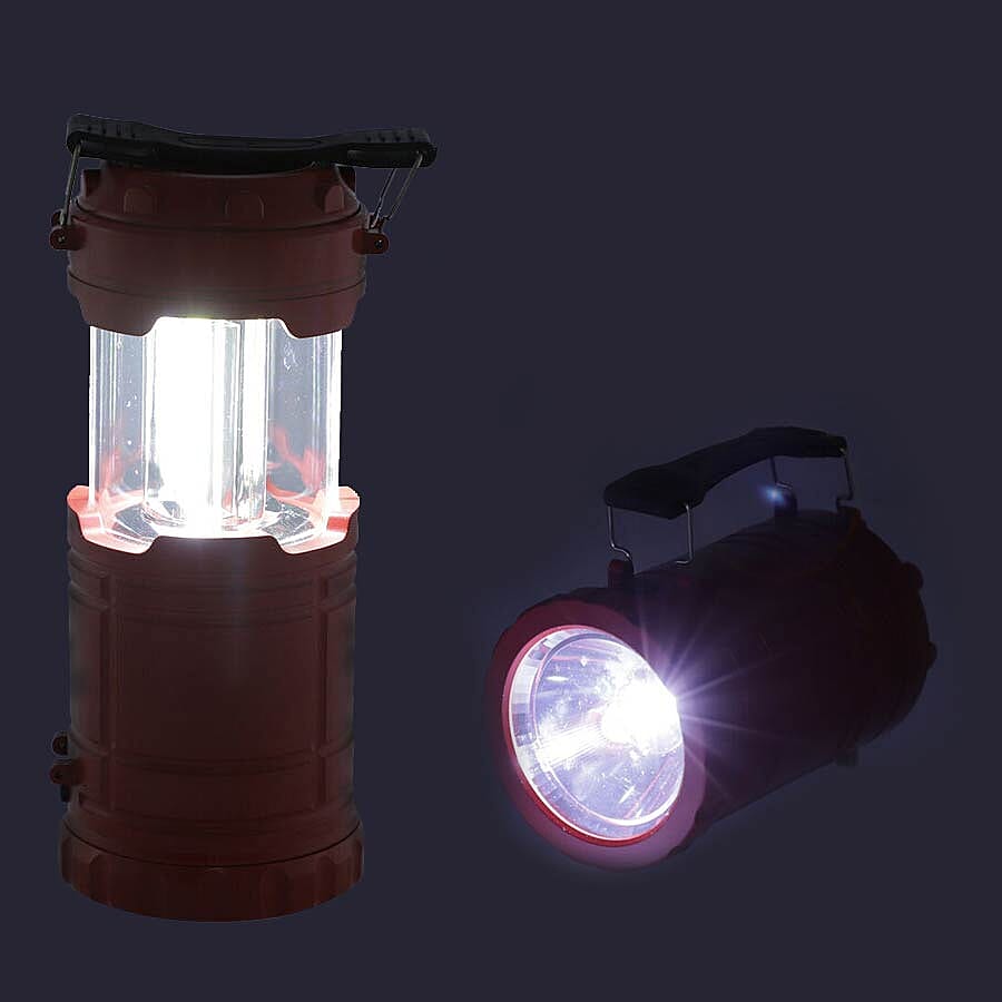 3 in 1 Flame Lantern with white LED Light, Flame Light and Flashlight (3xAA Battery Not Included) (Size 9x14.5 Cm) - Red