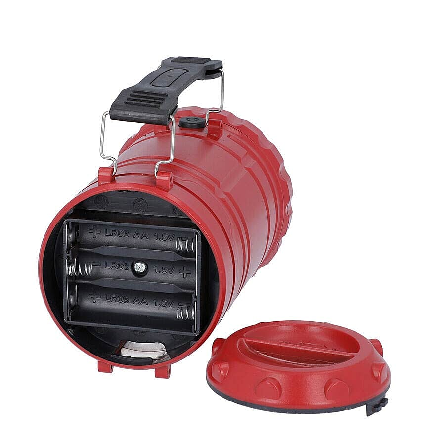 3 in 1 Flame Lantern with white LED Light, Flame Light and Flashlight (3xAA Battery Not Included) (Size 9x14.5 Cm) - Red