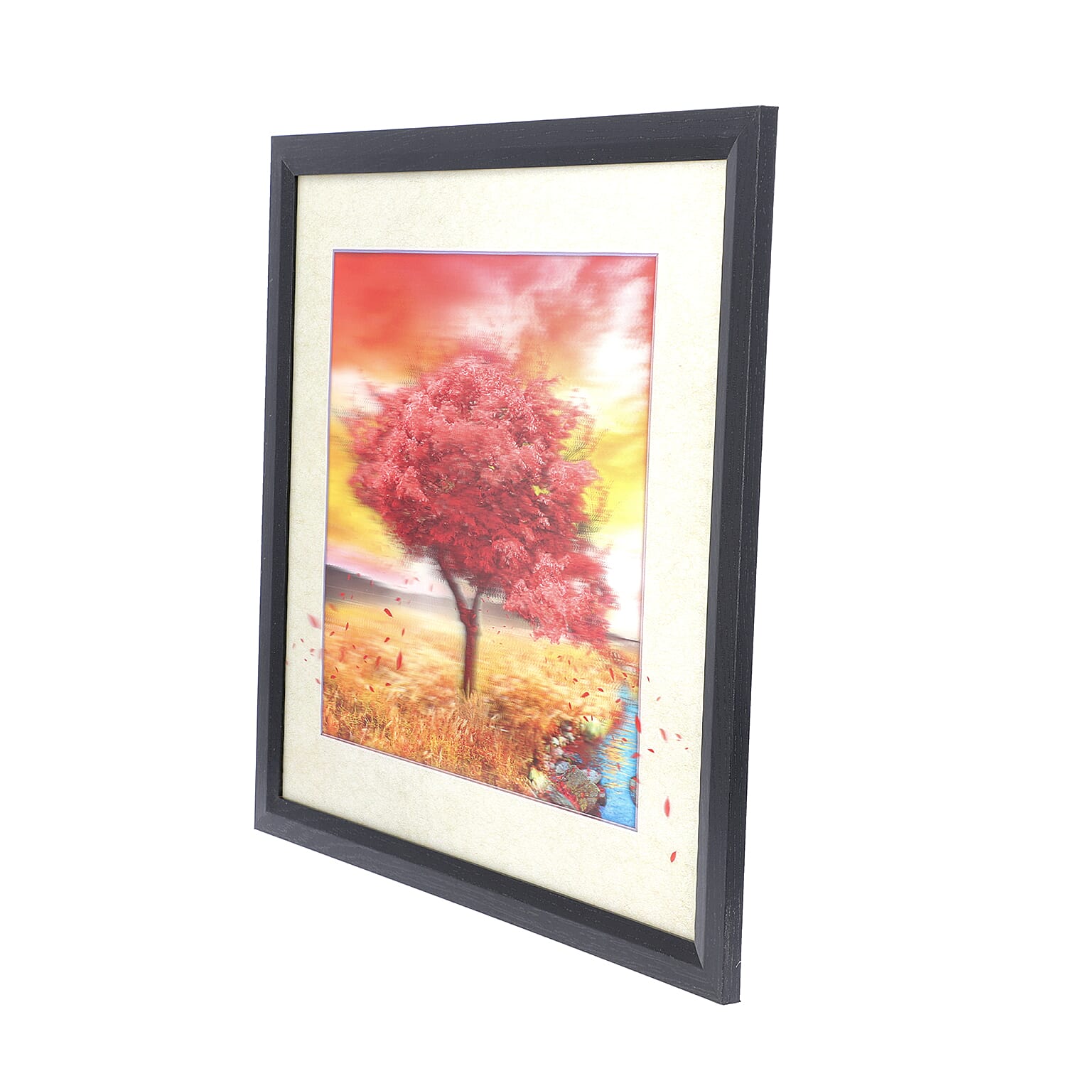 5D Cherry Blossom Tree Painting (Size: 43.5x43.5x4.5 Cm) - Red and Multi