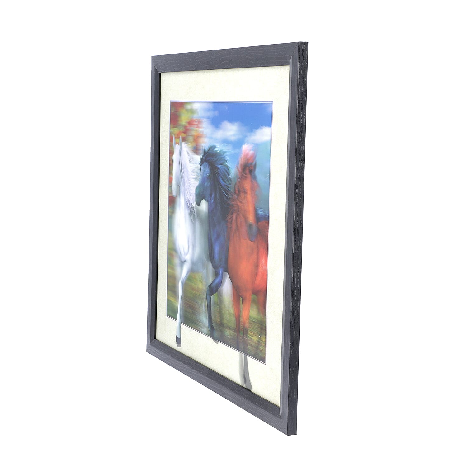 5D Horses Painting (Size: 43.5x43.5x4.5 Cm) - Blue and Multi