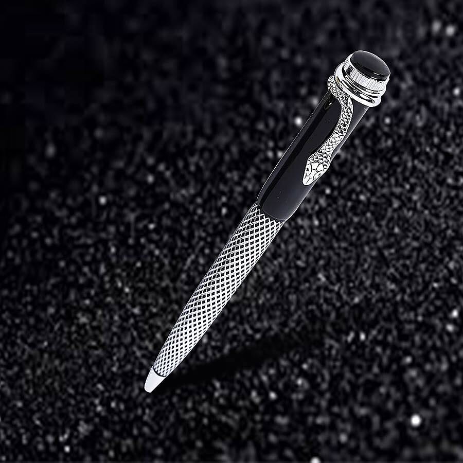 Designer Inspired - Set of 2 - Snake Pattern Pen with 2 Replacement Ink - Gold and Silver
