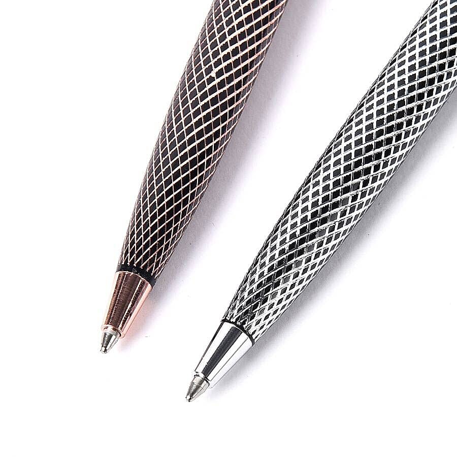 Designer Inspired - Set of 2 - Snake Pattern Pen with 2 Replacement Ink - Gold and Silver