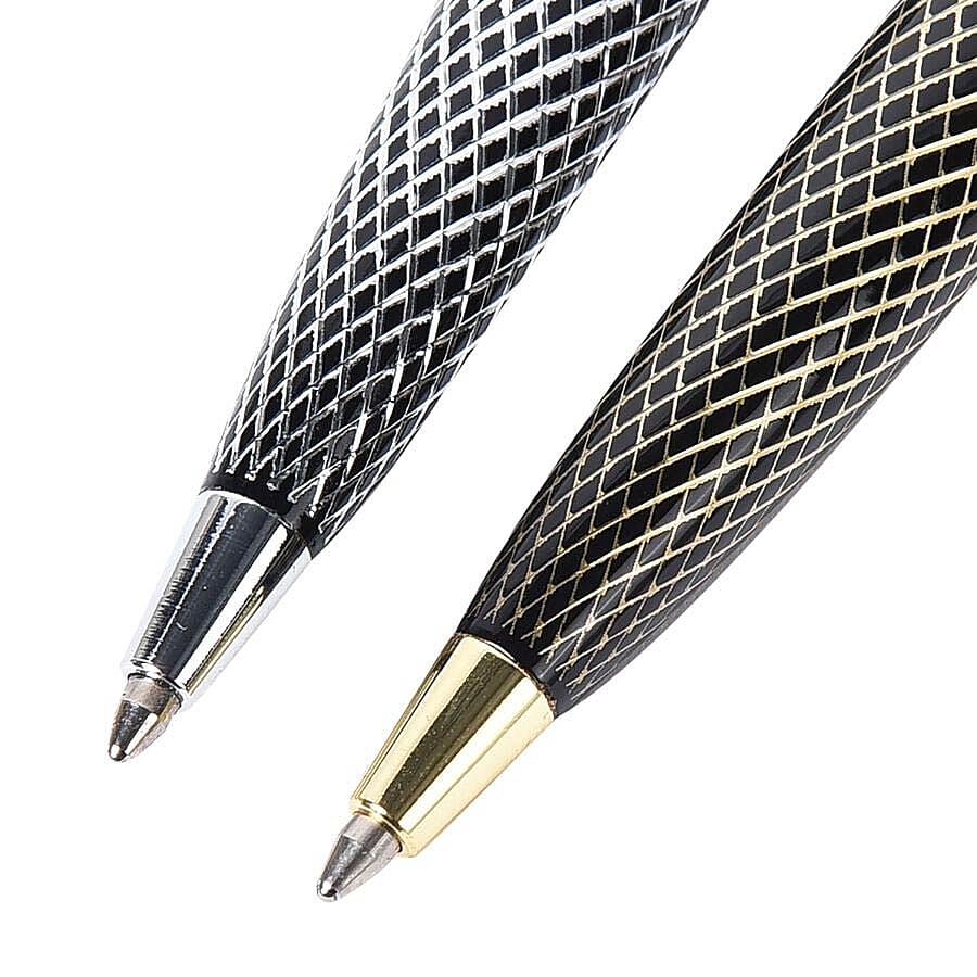Set of 2 - Snake Pattern Pen with 2 Replacement Ink - Rose Gold and Silver
