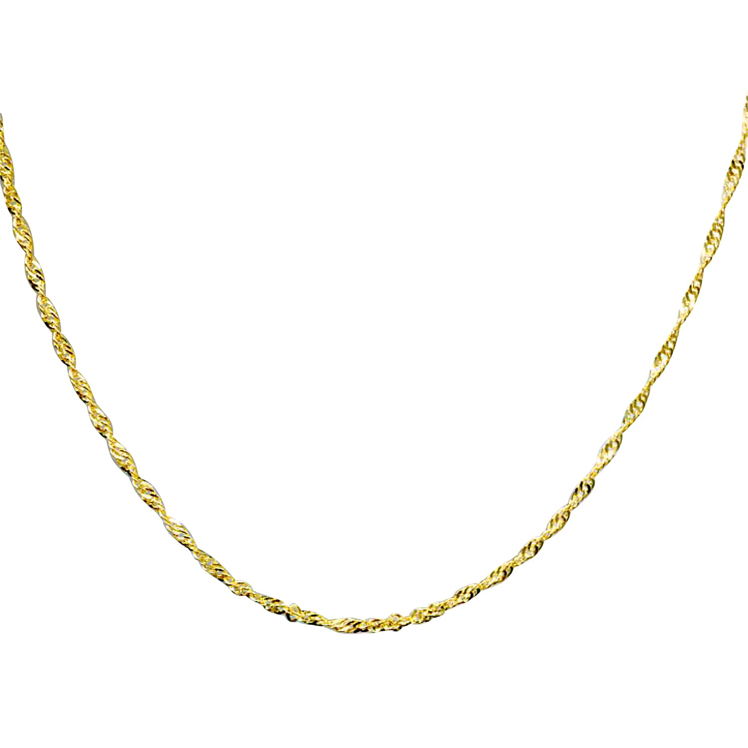 Italian Made - 9K Yellow Gold Singapore Necklace (Size 18) 2 Grams.
