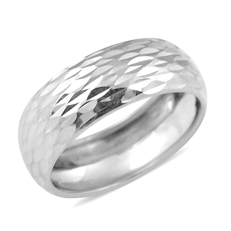 Vicenza Collection - 9K White Gold Diamond Cut Stackable Band Ring