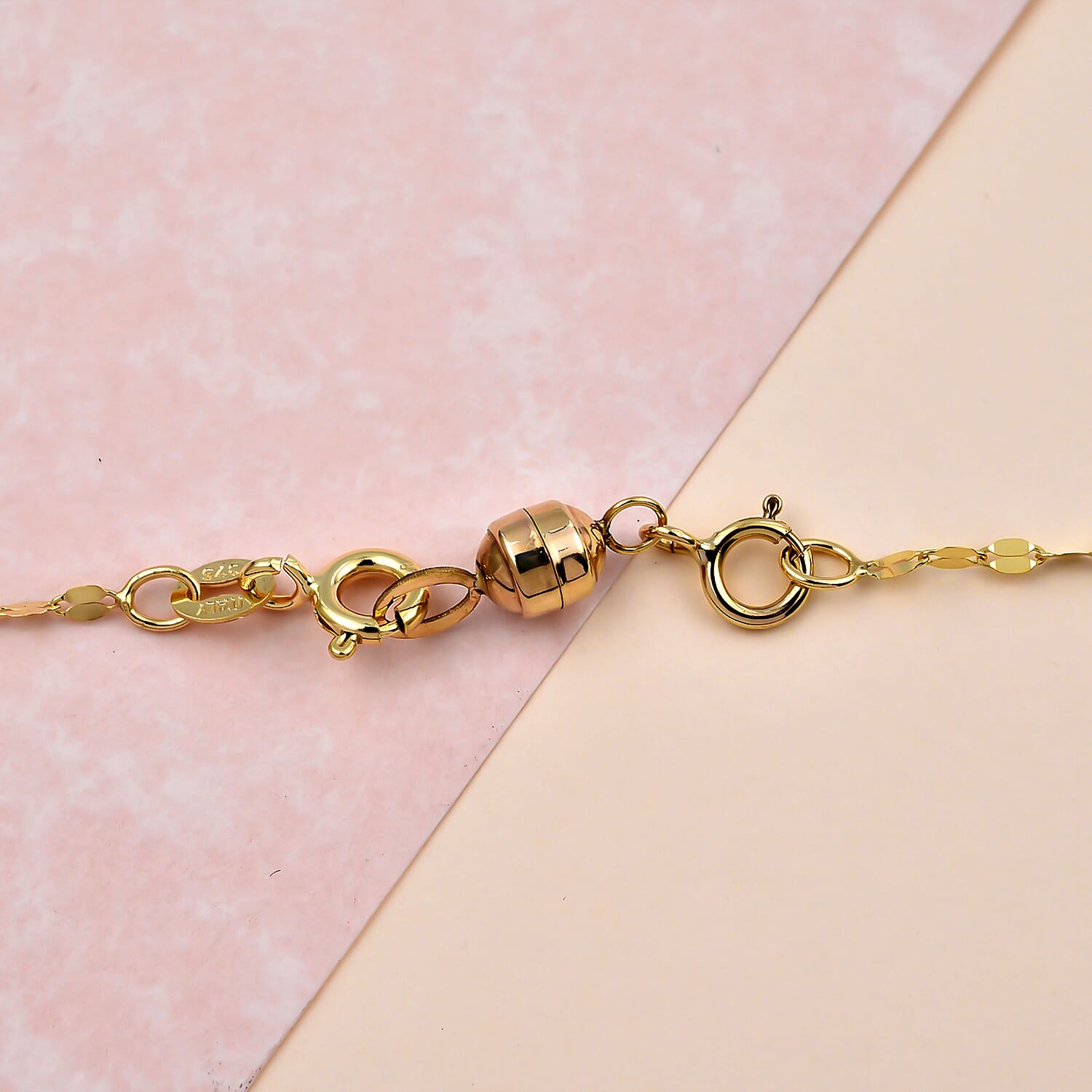 Maestro Collection- 9K Yellow Gold Spring Ring Clasp with Magnetic Lock