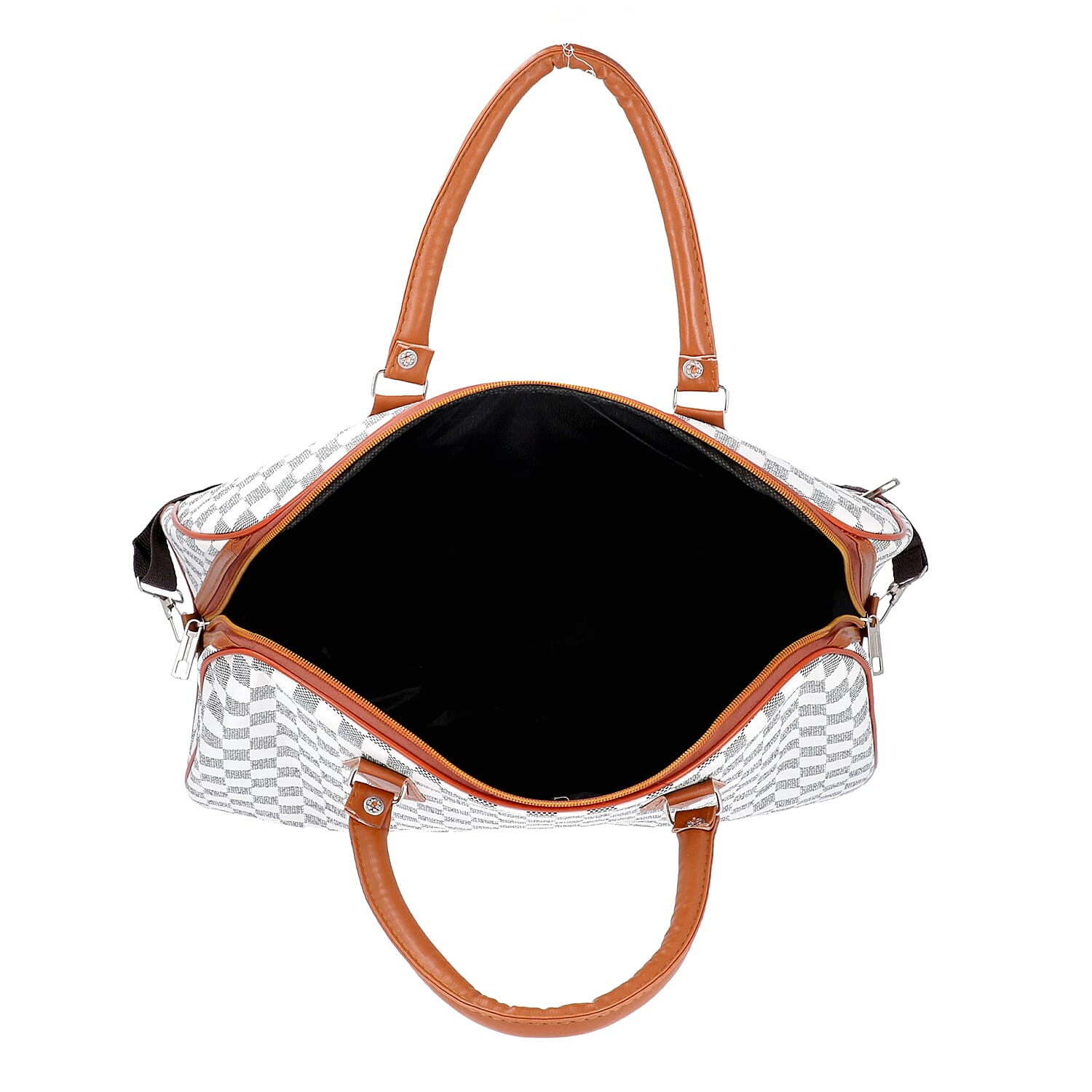 Designer Inspired- Check Pattern Handbag (Size 43x15x37cm)- White and Black