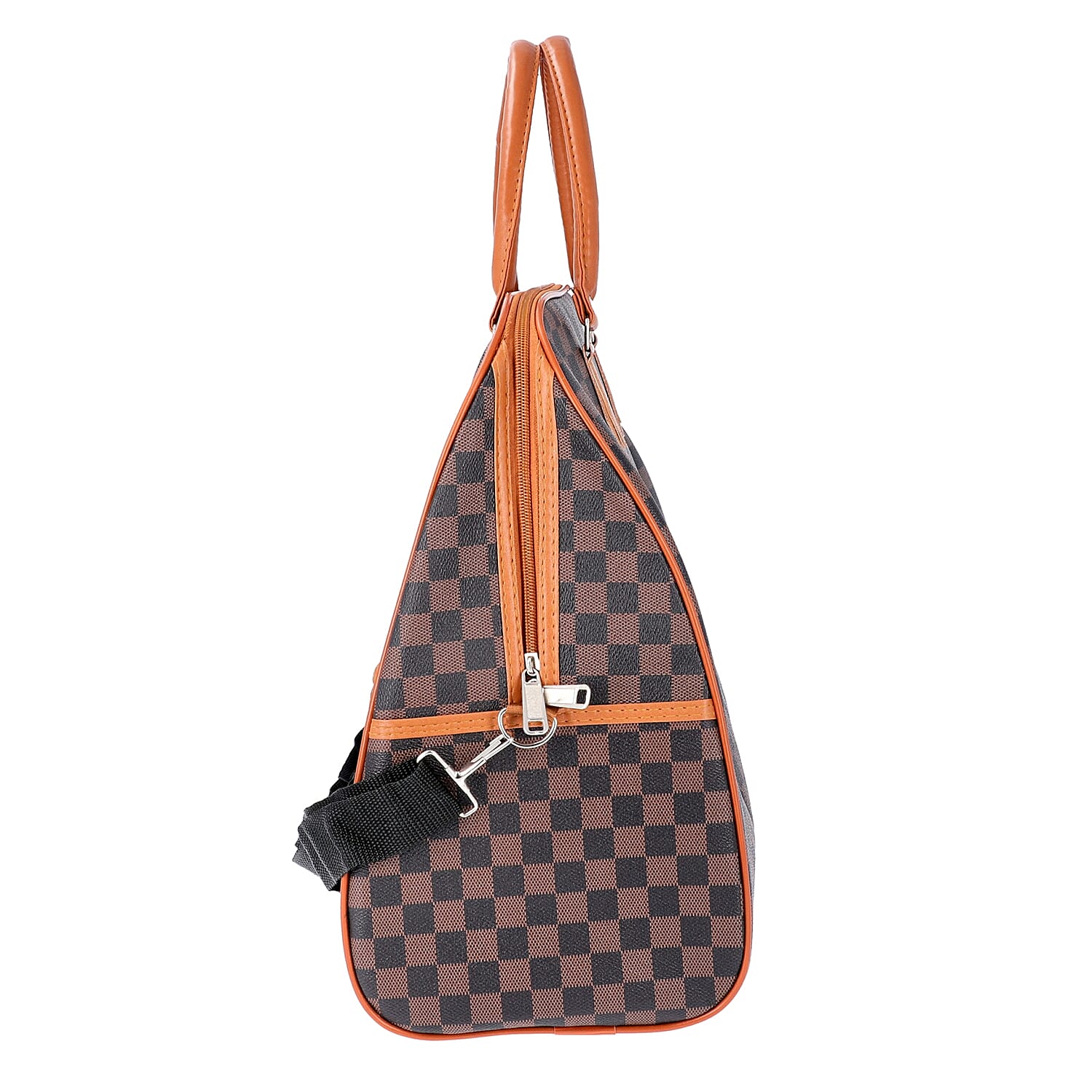 Designer Inspired- Check Pattern Handbag (Size 43x15x37cm)- Brown and Black