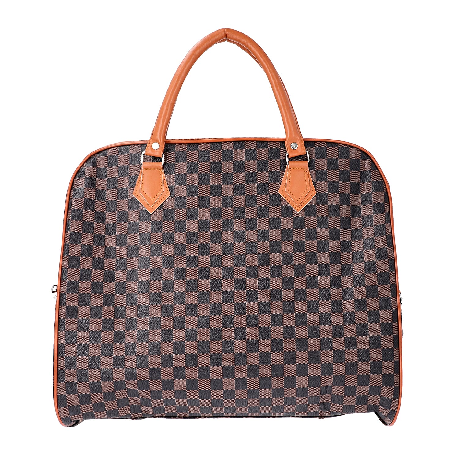 Designer Inspired- Check Pattern Handbag (Size 43x15x37cm)- Brown and Black