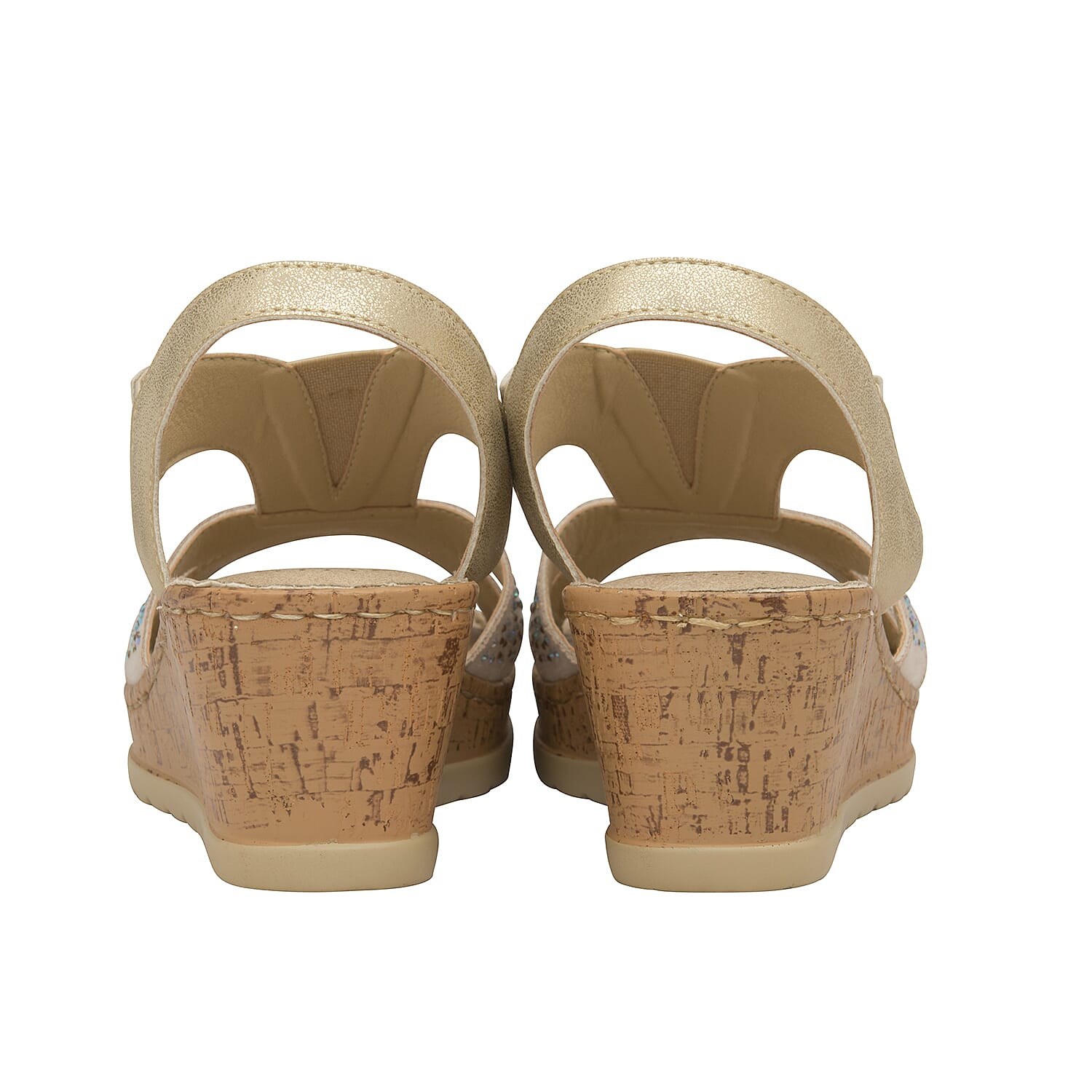 Dunlop Whitson Elastic Wedge Heeled Sandals (Size 4) - Pale Gold