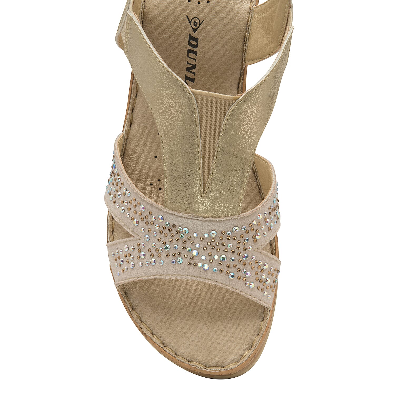 Dunlop Whitson Elastic Wedge Heeled Sandals (Size 4) - Pale Gold