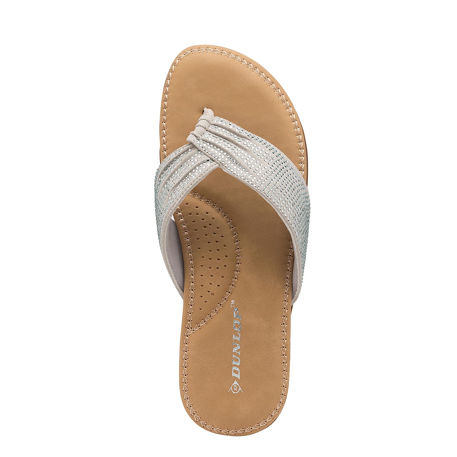 Dunlop Embellished Toe Post Slip on Flat Sandals (Size 3) - Silver