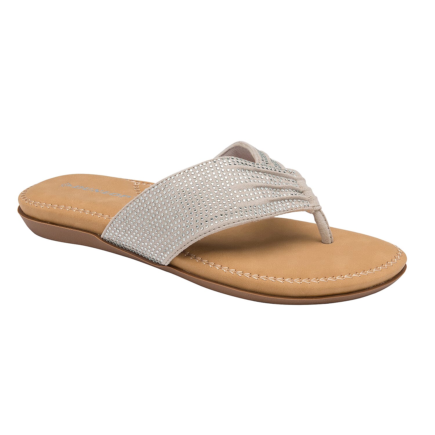 Dunlop Embellished Toe Post Slip on Flat Sandals (Size 3) - Silver