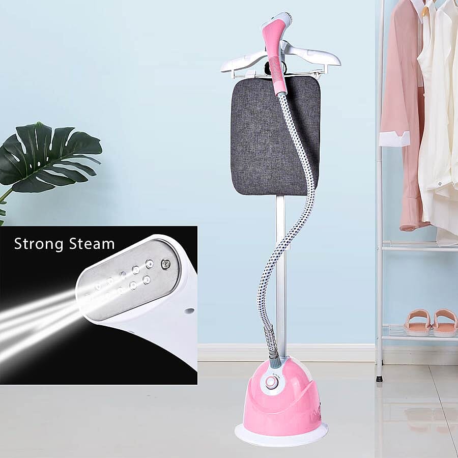 Multi-Purpose Garment Steamer OR Home Sanitiser with Built-in Iron Board (Size 29x26.5x28 Cm) - Pink