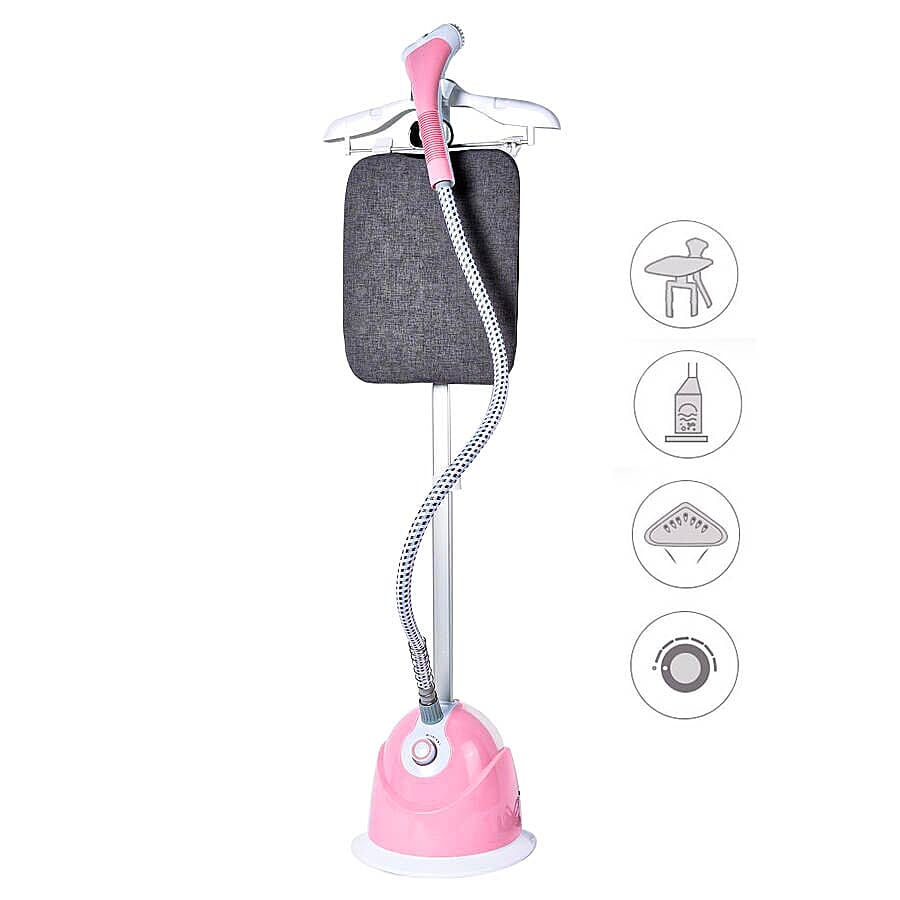 Multi-Purpose Garment Steamer OR Home Sanitiser with Built-in Iron Board (Size 29x26.5x28 Cm) - Pink