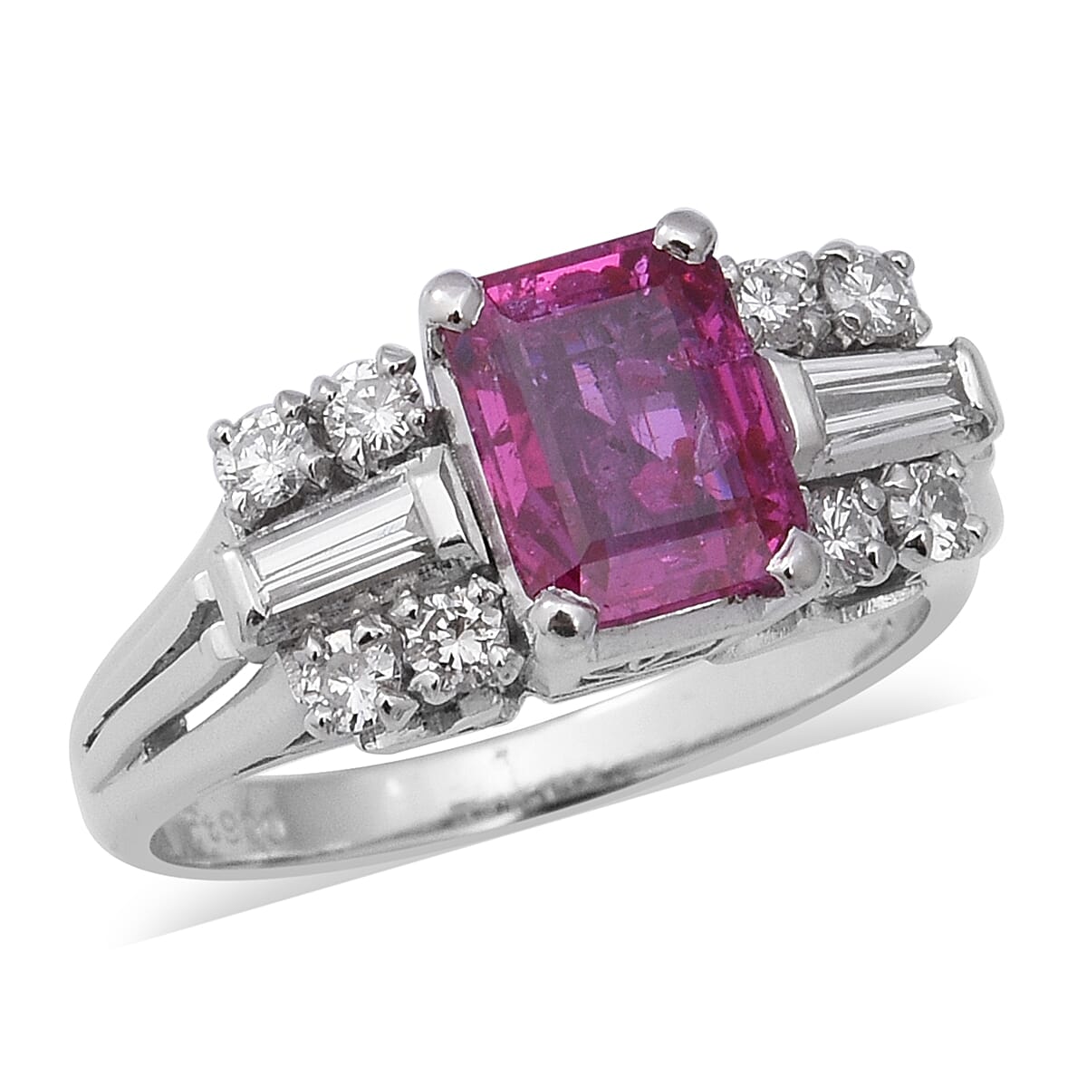 Signature Collection 2.16 Ct AAAA Thai Ruby and Diamond SI GH Ring in 900 Platinum 6.69 grams