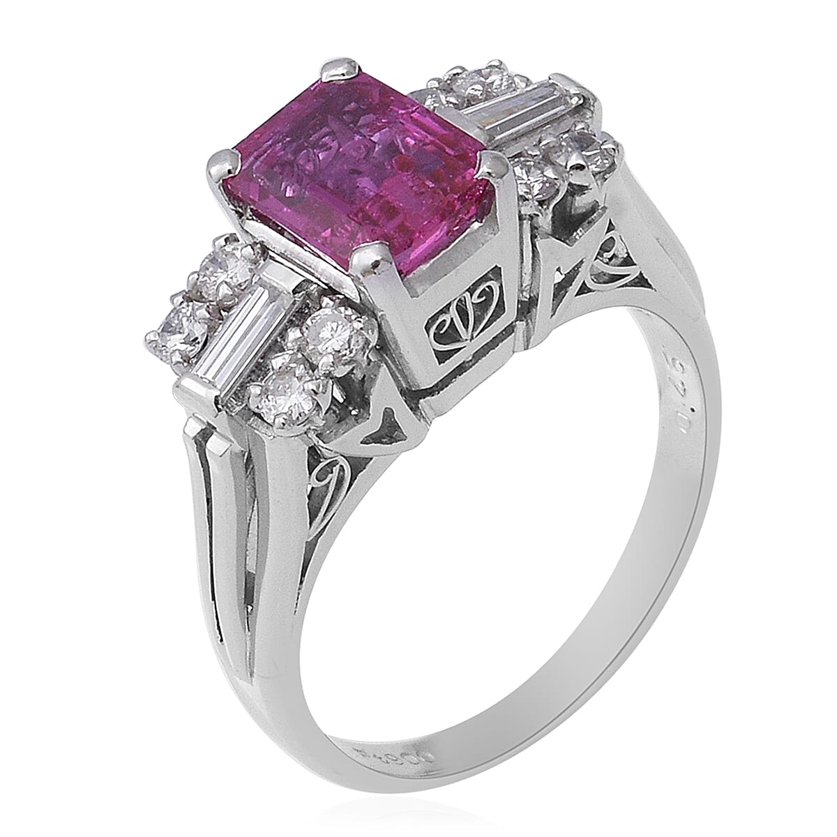 Signature Collection 2.16 Ct AAAA Thai Ruby and Diamond SI GH Ring in 900 Platinum 6.69 grams
