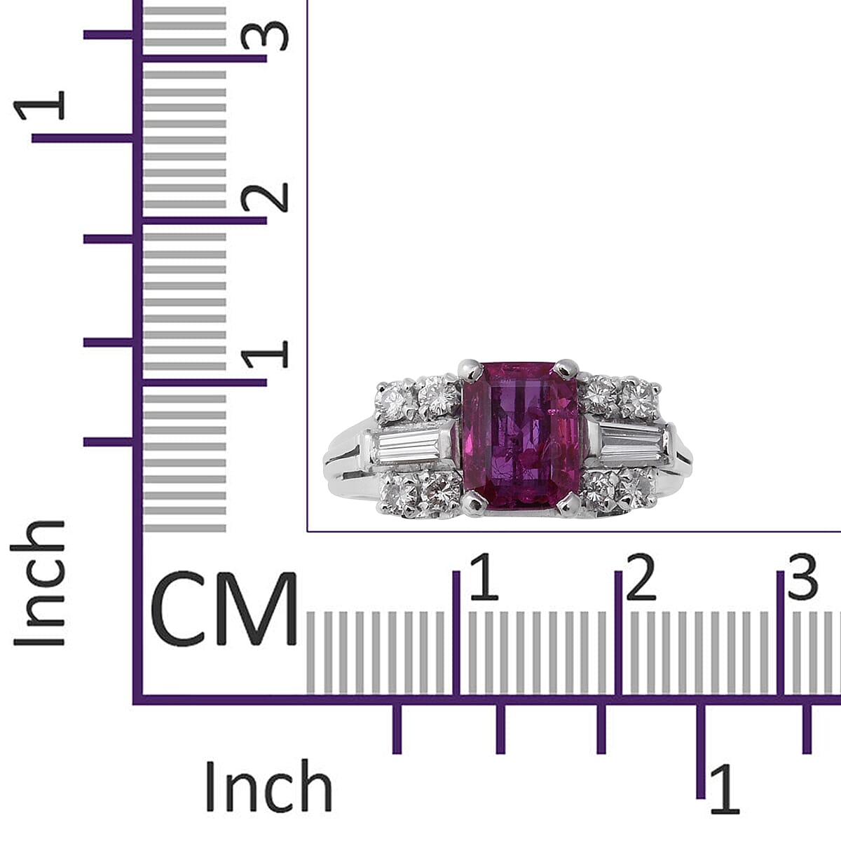 Signature Collection 2.16 Ct AAAA Thai Ruby and Diamond SI GH Ring in 900 Platinum 6.69 grams
