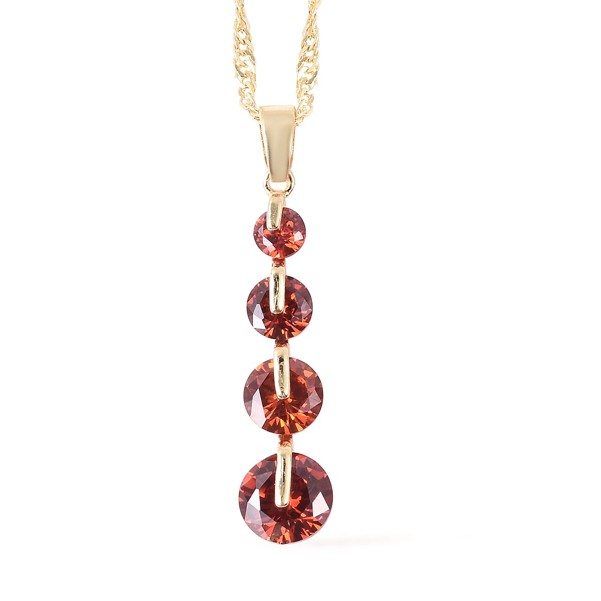 2 Piece Set - Simulated Ruby Pendant with Chain (Size 20 with 2 inch Extender) and Dangle Lever Back Earrings in Yellow Gold Tone