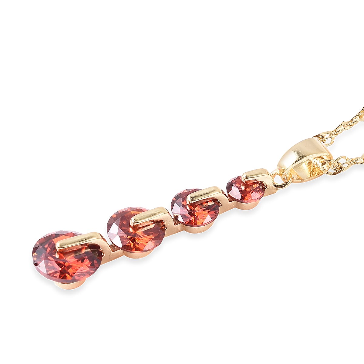 2 Piece Set - Simulated Ruby Pendant with Chain (Size 20 with 2 inch Extender) and Dangle Lever Back Earrings in Yellow Gold Tone