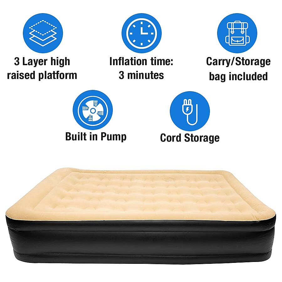 High Raise Double Airbed + Built - in Pump