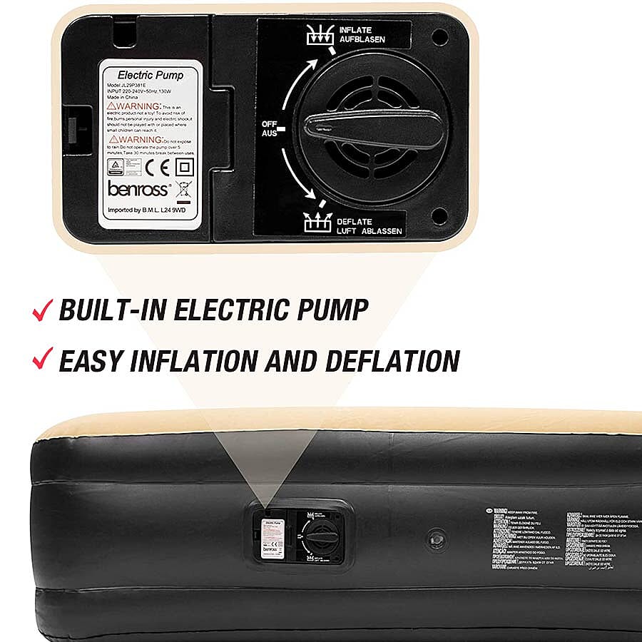 High Raise Double Airbed + Built - in Pump