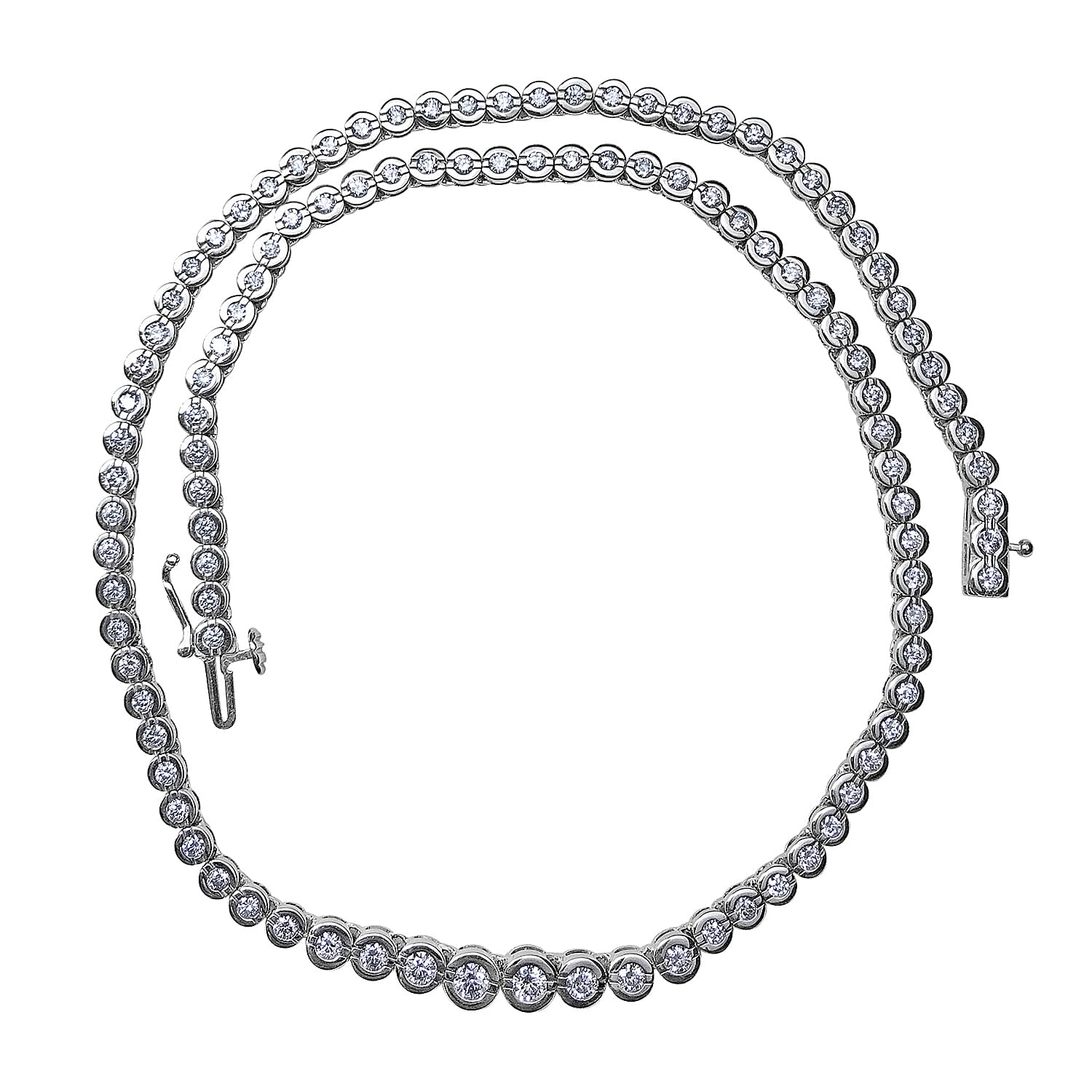 Super Auction- NY Close Out 14K White Gold Diamond (I1-I2/G-H) Necklace (Size 16) 3.00 Ct, Gold wt 13.500 Gms