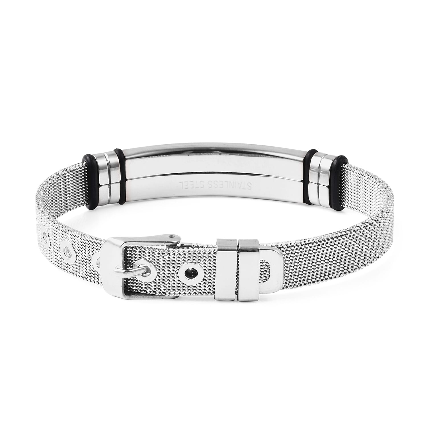 Cross Mens Bracelet (Size 6.5-8.5) with Mesh Chain in Gold and Silver Plated Stainless Steel