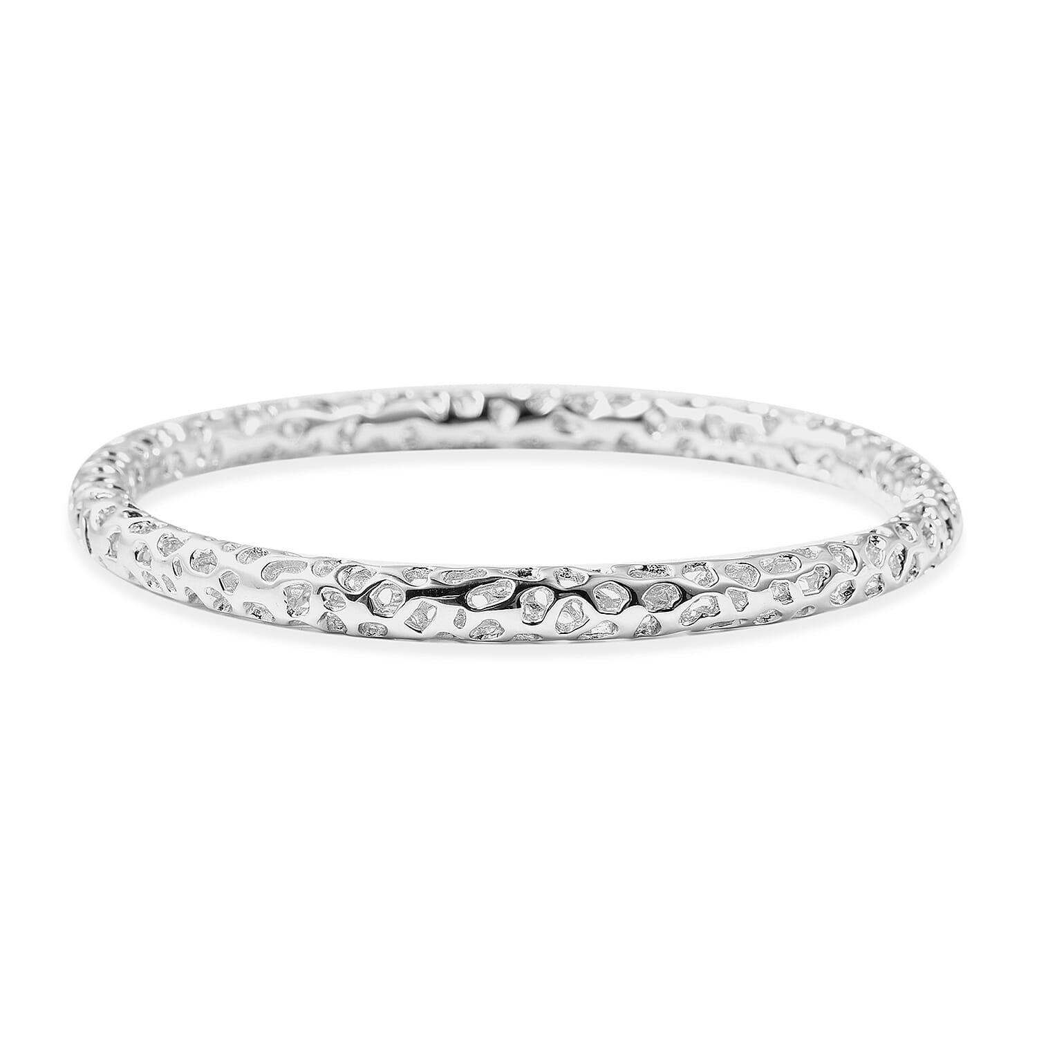 RACHEL GALLEY Rhodium Overlay Sterling Silver Allegro Bangle (Size 7.5/Small)