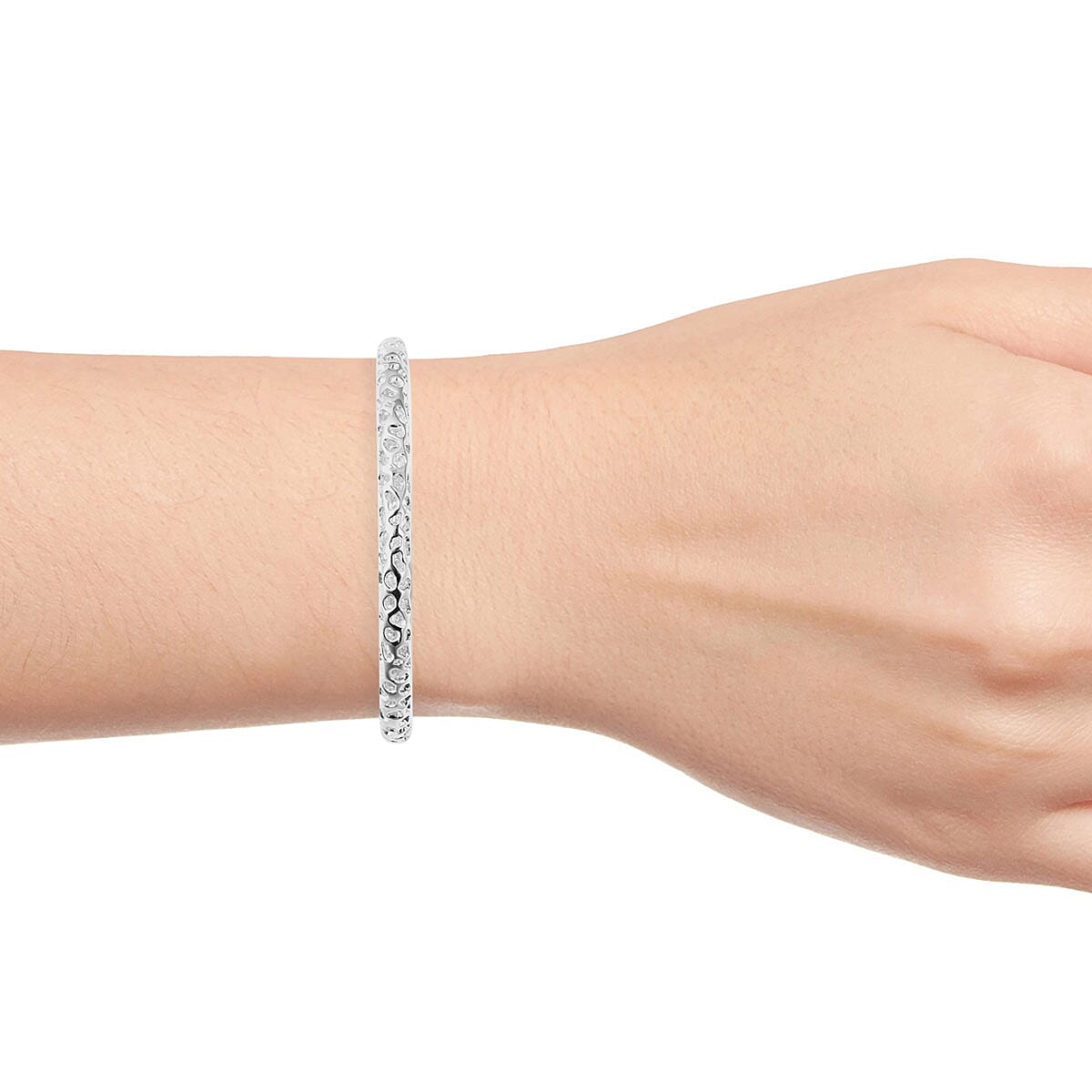 RACHEL GALLEY Rhodium Overlay Sterling Silver Allegro Bangle (Size 7.5/Small)