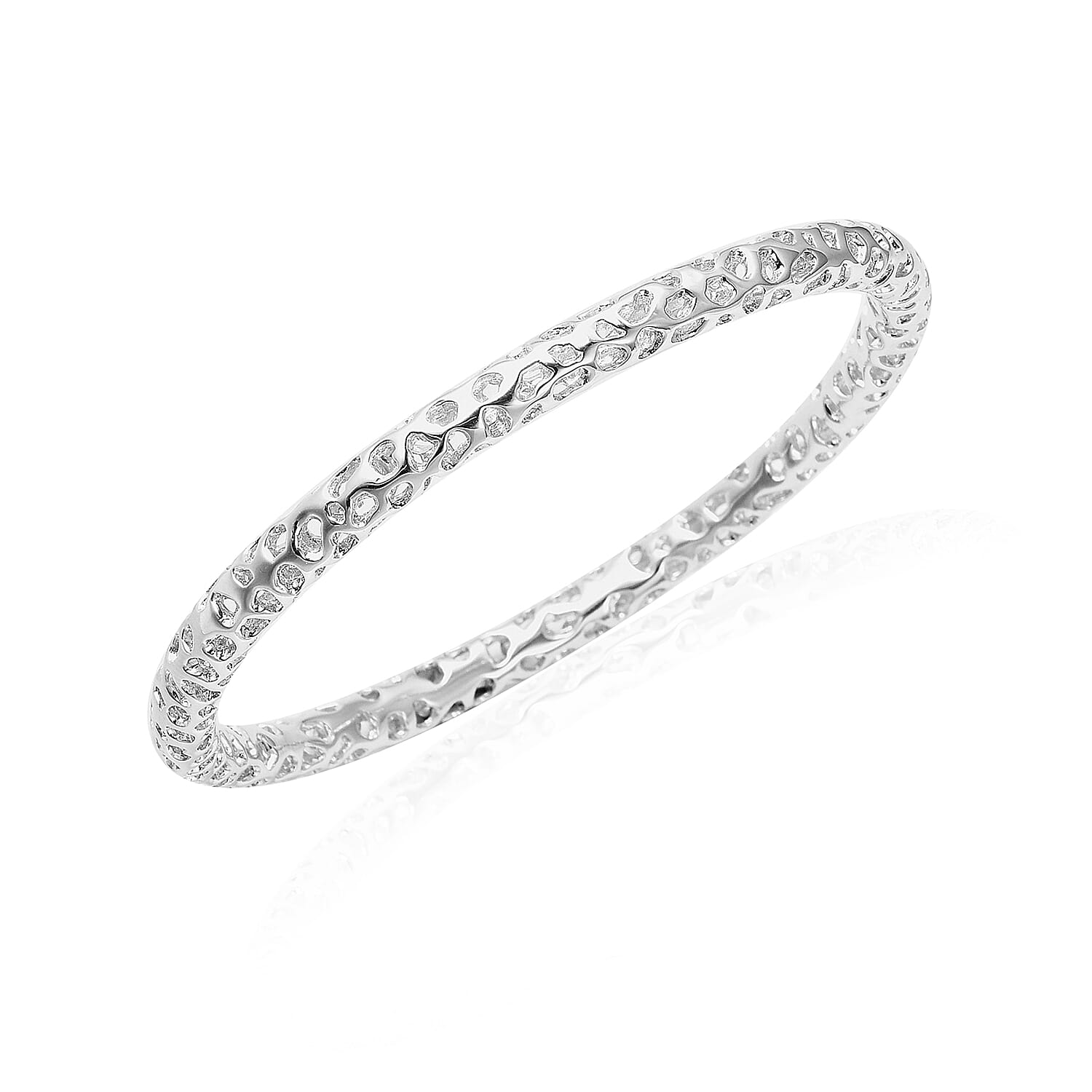 RACHEL GALLEY Rhodium Overlay Sterling Silver Allegro Bangle (Size 7.5/Small)