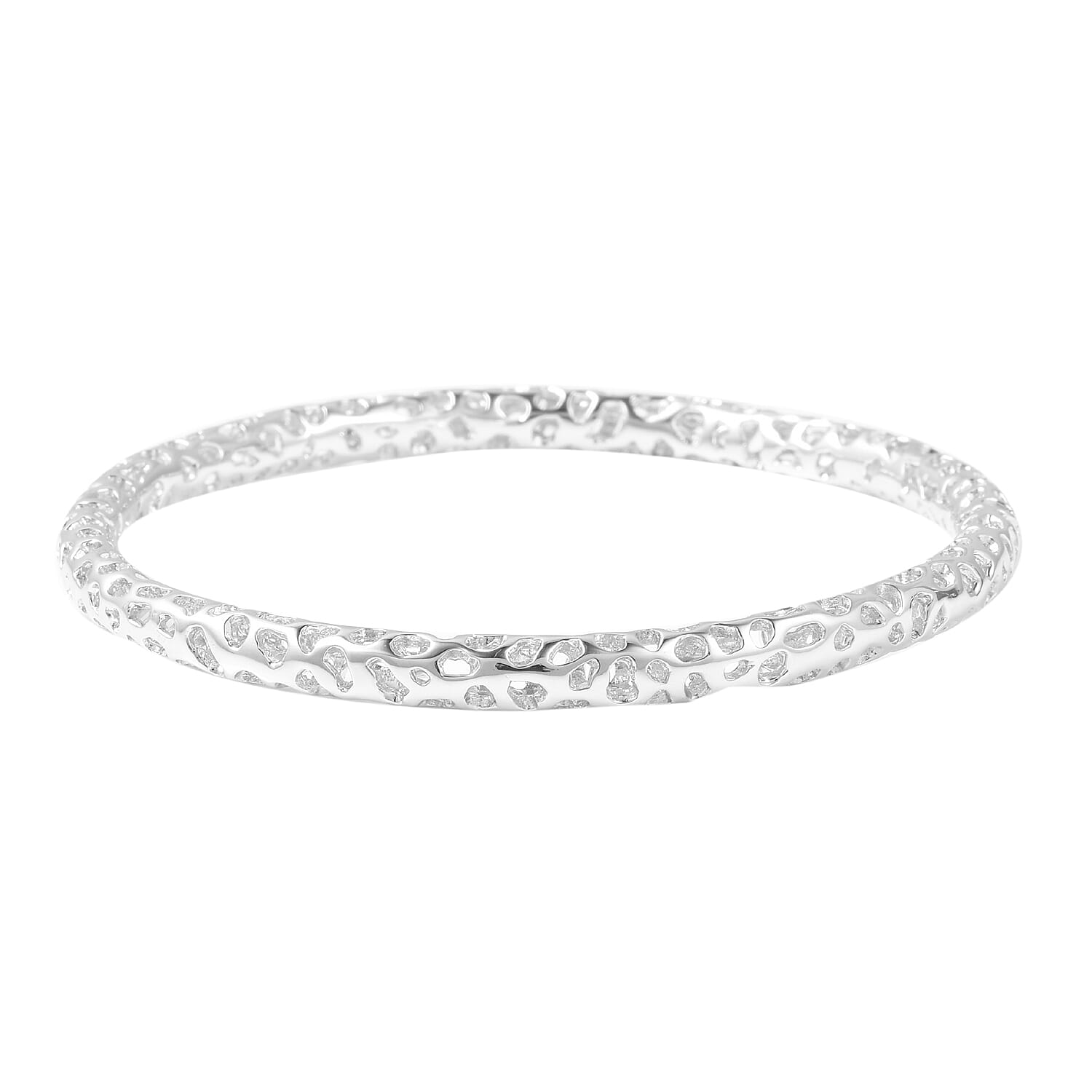 Allegro Collection - RACHEL GALLEY Rhodium Overlay Sterling Silver Allegro Bangle (Size 7.75/Medium)