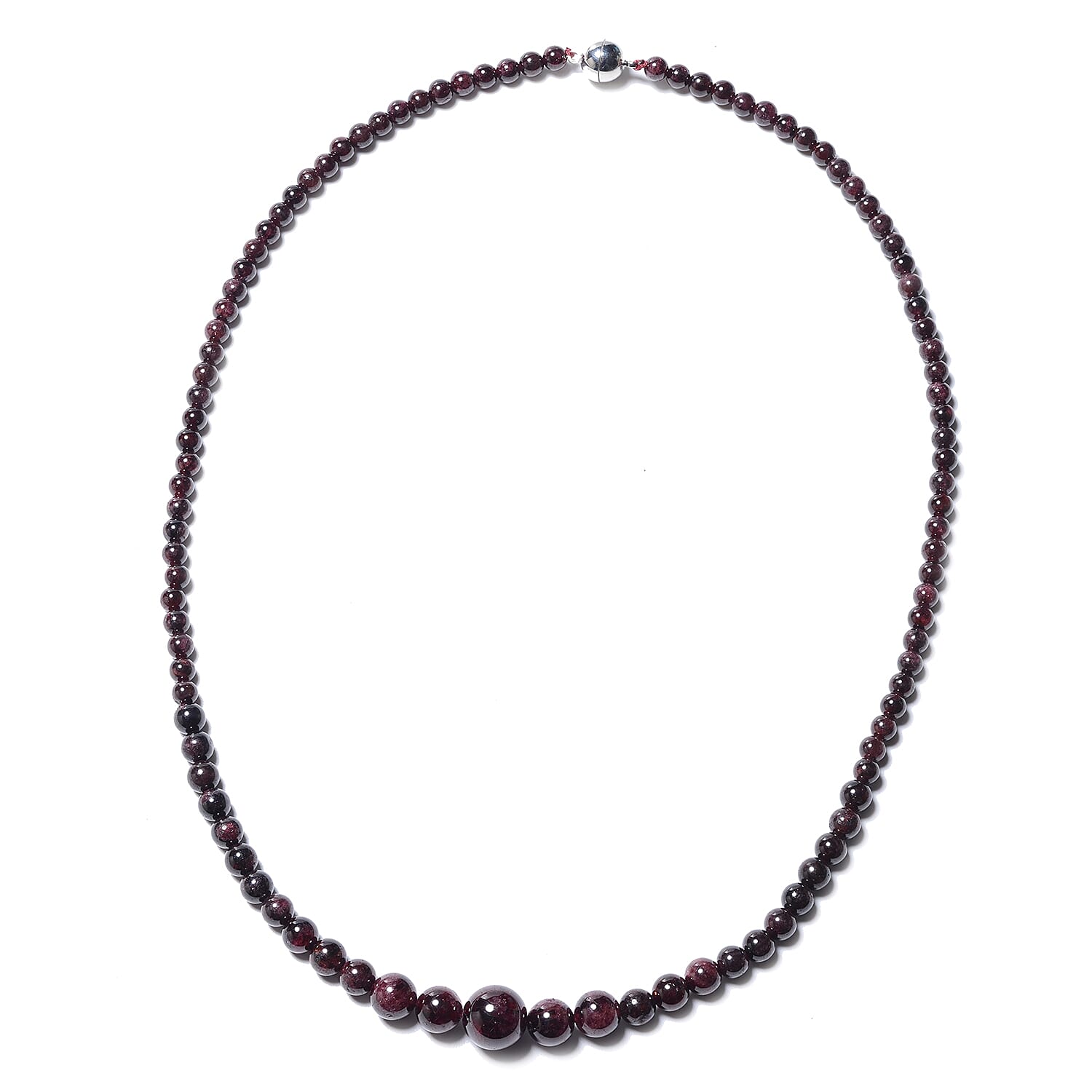 Indian Garnet (Rnd) Graduated Beads Necklace (Size 24) in Stainless Steel 275.20 Ct.