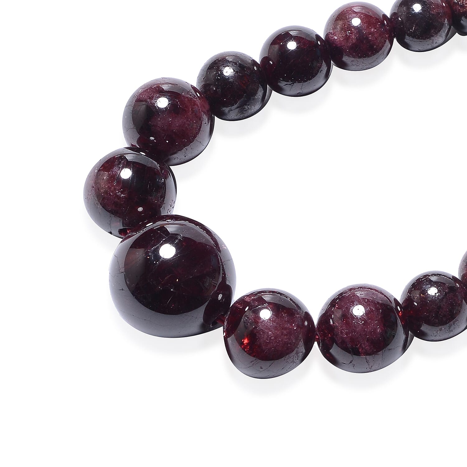 Indian Garnet (Rnd) Graduated Beads Necklace (Size 24) in Stainless Steel 275.20 Ct.