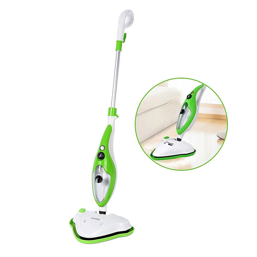 Multifunction Steam Mop Cleaner with UV Lamp (Size 30.5x21.2x110.5cm) - Green and White