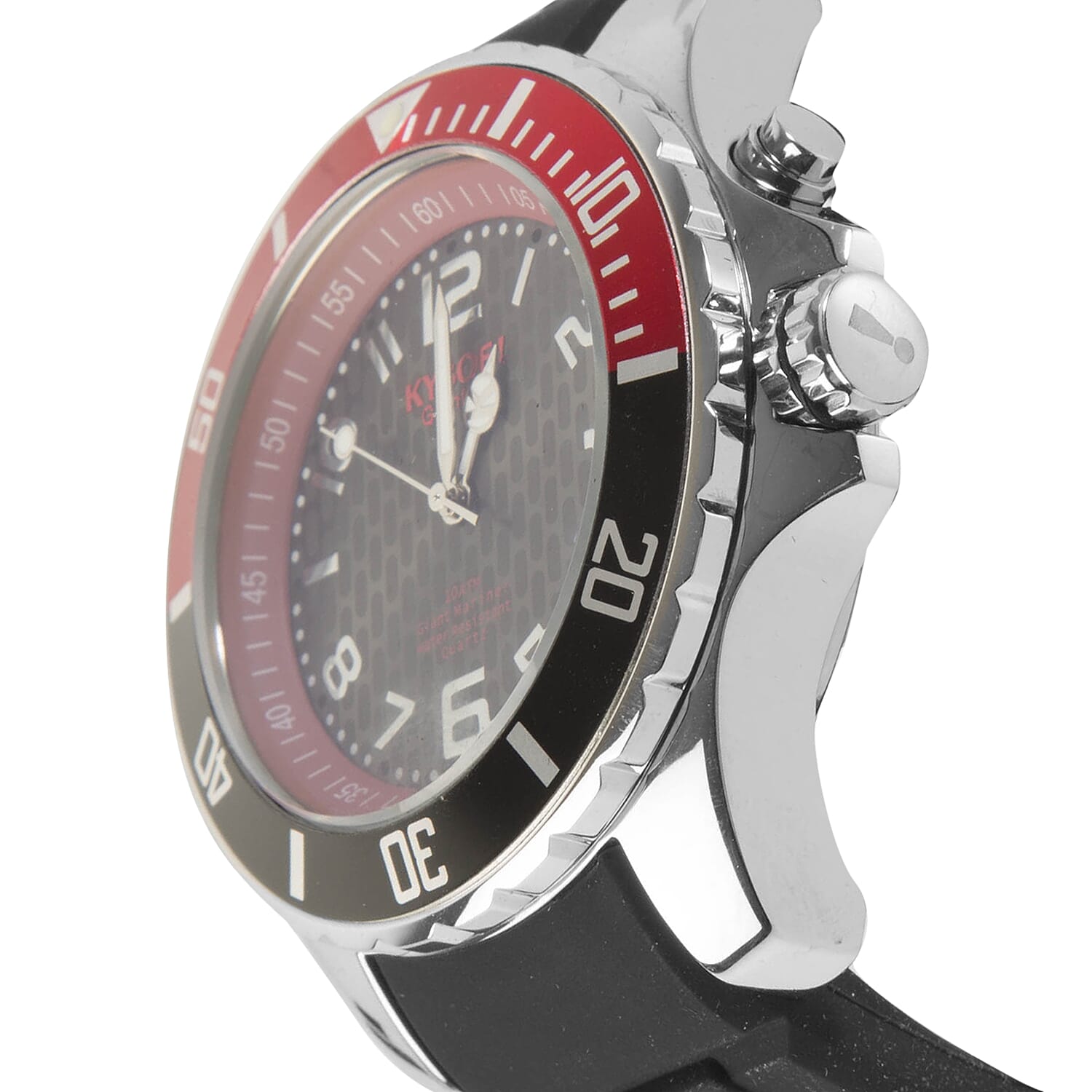 KYBOE Power Collection- Japanese Movement 100M Water Resistance Silver Awe LED Watch in Stainless Steel with Rotating Bezel and Strap - 48MM