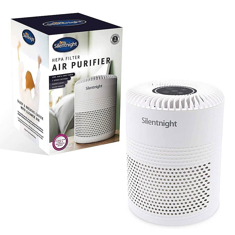 Silentnight Air Purifier with HEPA and Carbon Filter System & Night Light (29x19cm)