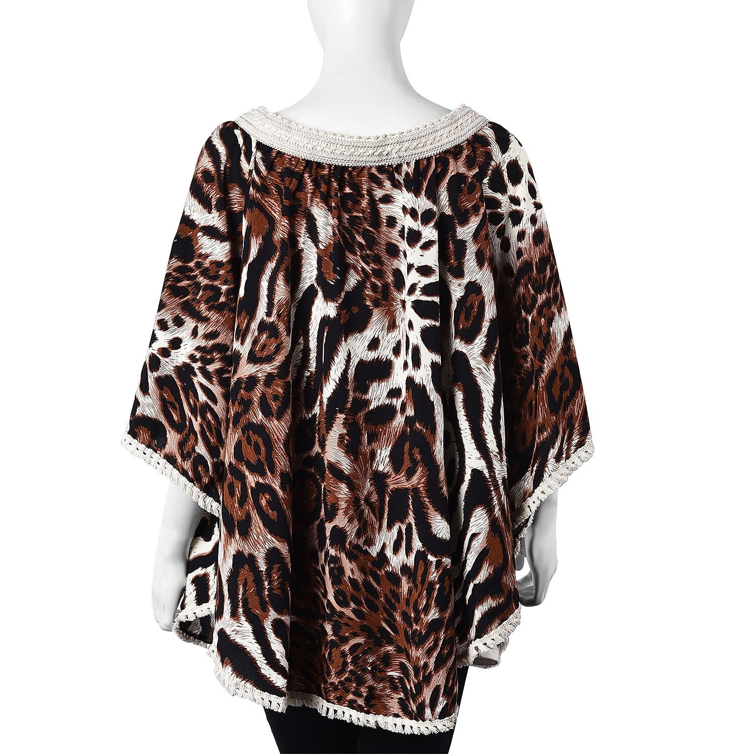 Leopard Pattern Apparel with Lace Collar (One Size Fits All; 77x67 Cm) - Brown and White