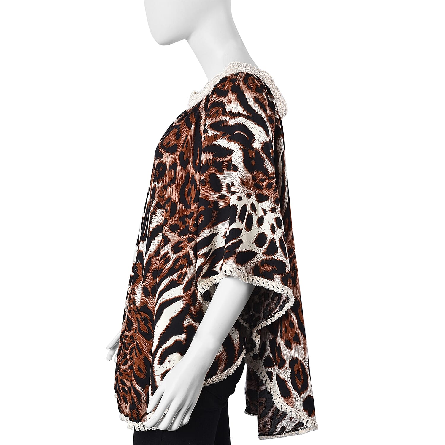 Leopard Pattern Apparel with Lace Collar (One Size Fits All; 77x67 Cm) - Brown and White