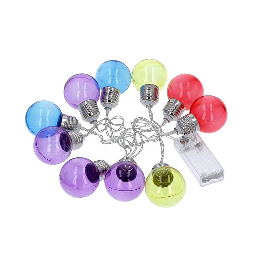 10 Multi Colour LED Bulb String Lights (2xAA Battery not Included ...