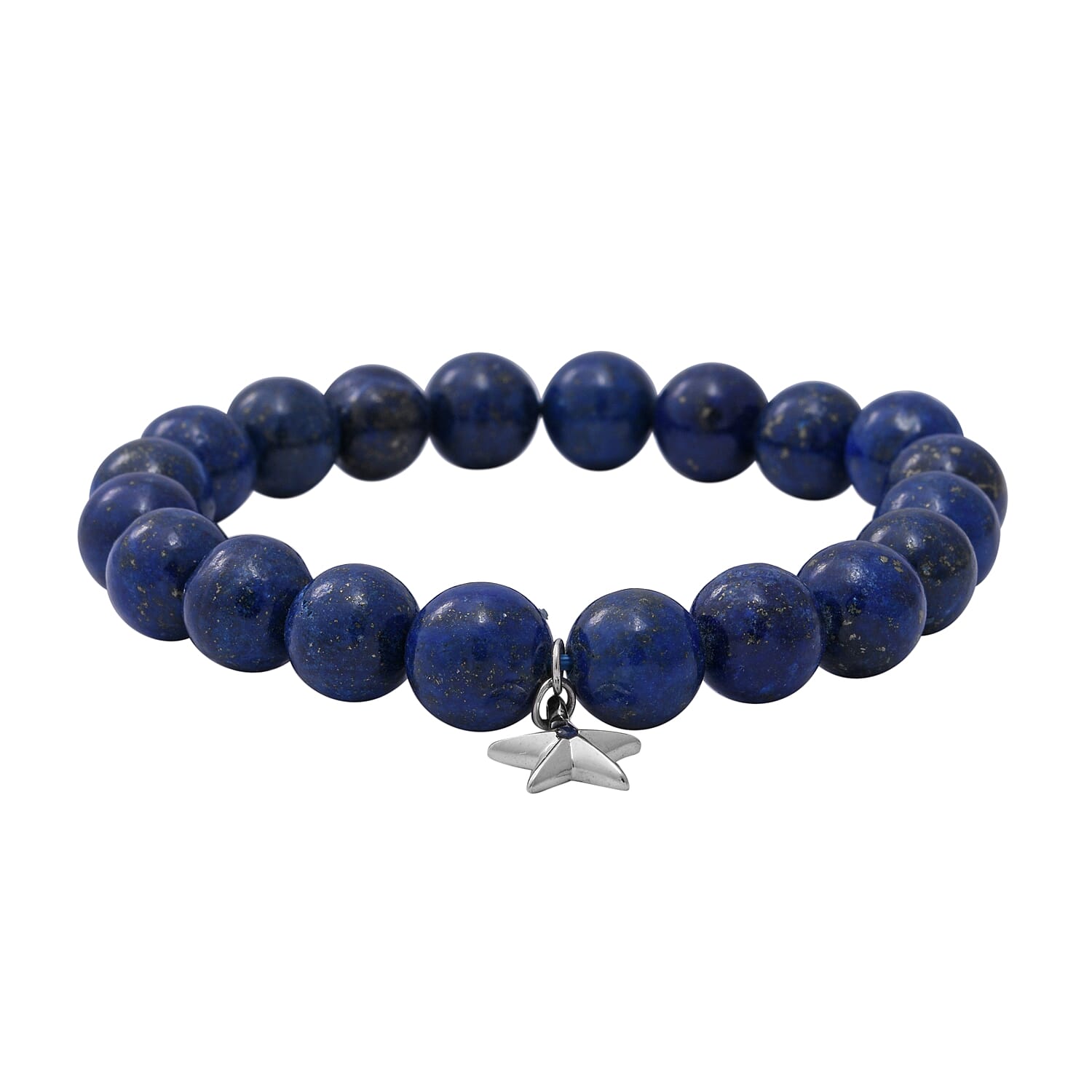 GP 2 Piece Set Stretchable Bracelet 7 to 8 Inch with Star Charm in Sterling Silver