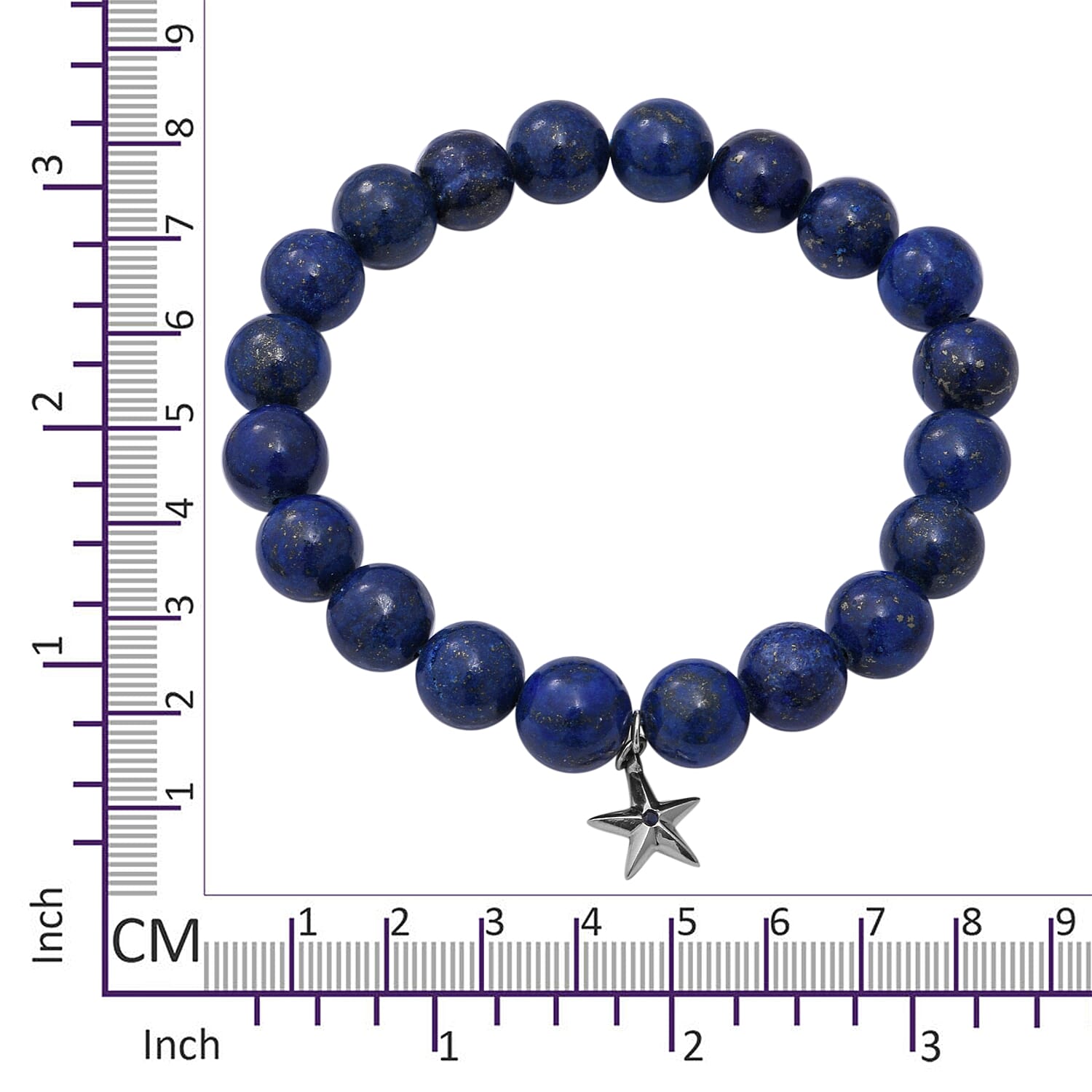 GP 2 Piece Set Stretchable Bracelet 7 to 8 Inch with Star Charm in Sterling Silver