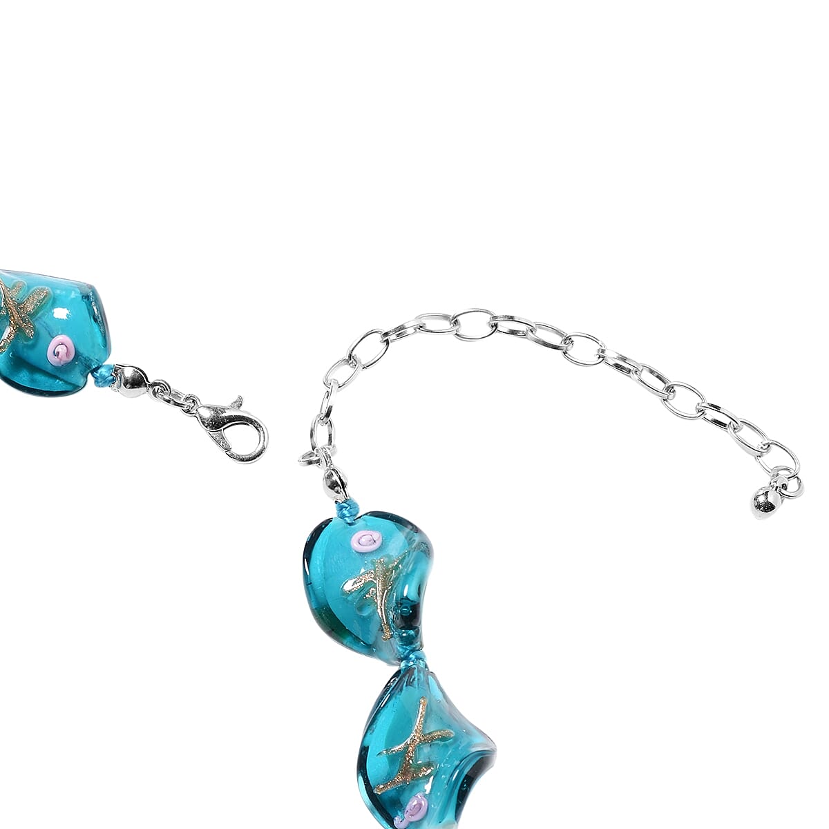 2 Piece Set - Green Colour Murano Glass Beads Necklace (Size 20 with 3 inch Extender) and Hook Earrings in Stainless Steel