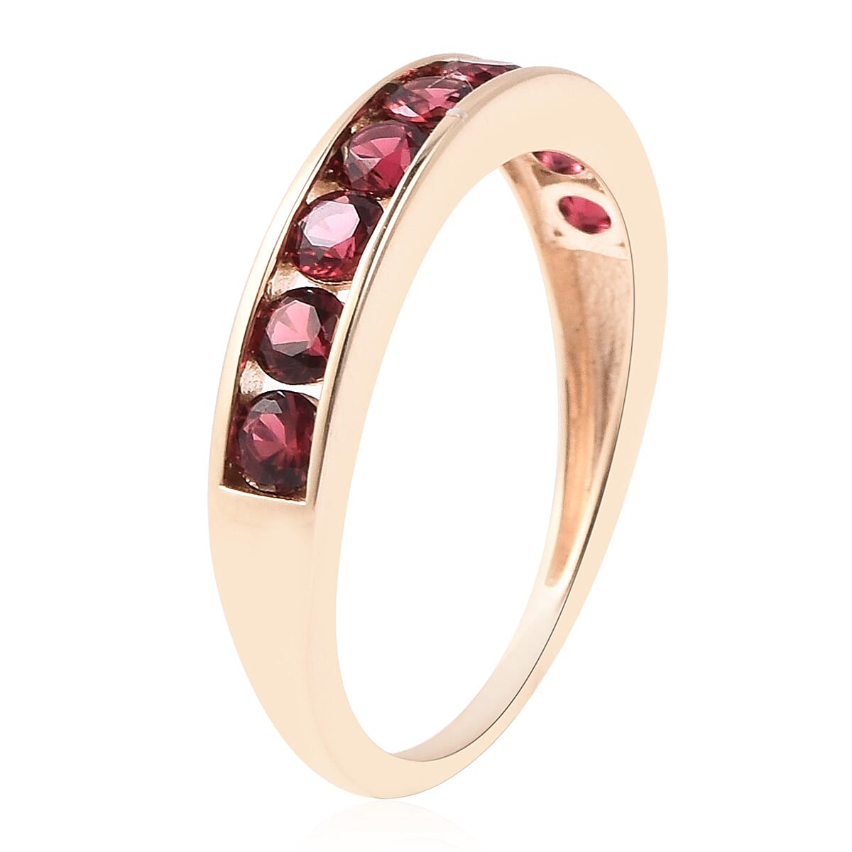 9K Yellow Gold AAA Red Spinel Half Eternity Band Ring 1.00 Ct.