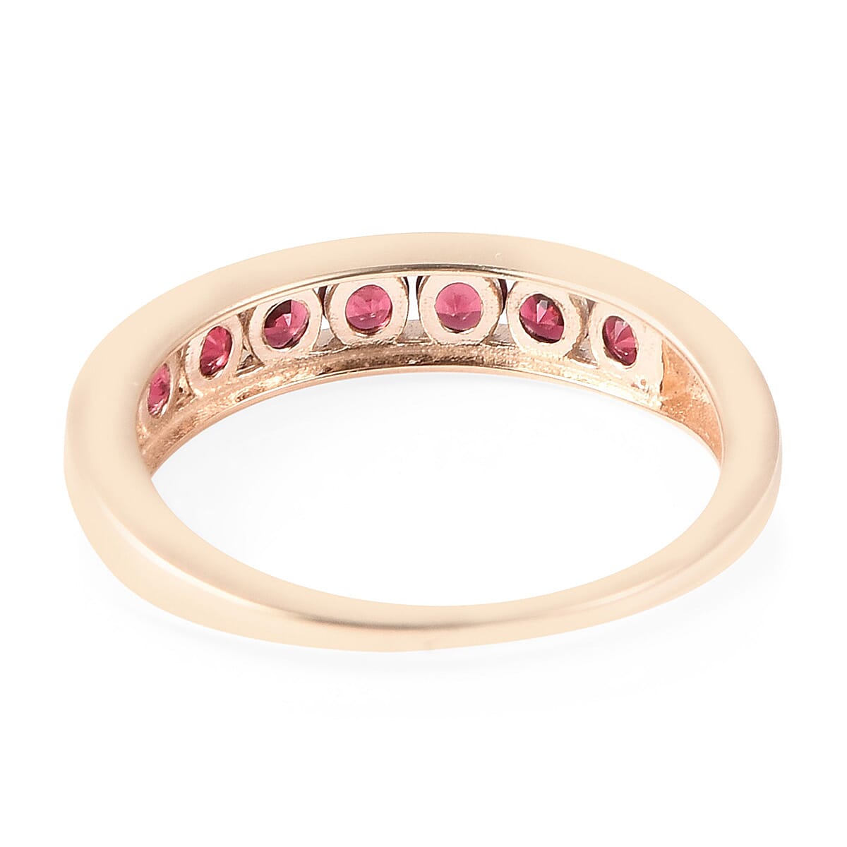 9K Yellow Gold AAA Red Spinel Half Eternity Band Ring 1.00 Ct.
