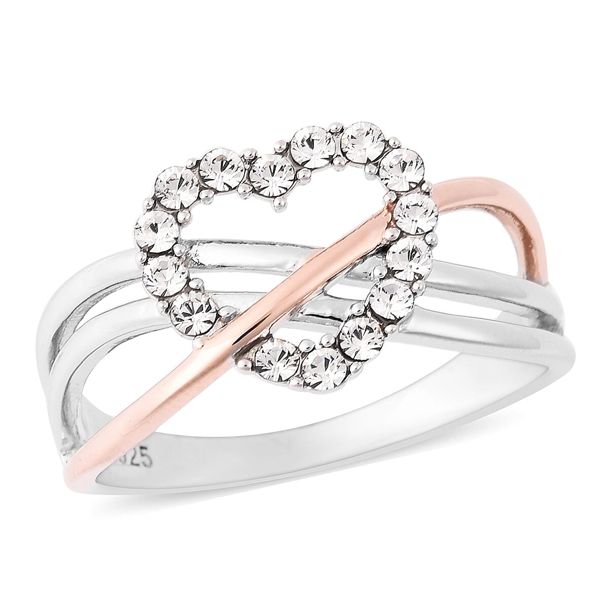 Sterling Silver Criss Cross Heart Ring - Choose Your Size & Color - View #10
