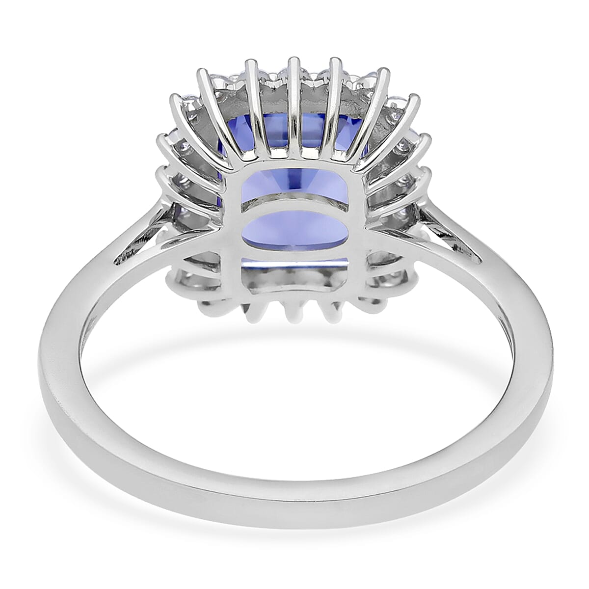 RHAPSODY 950 Platinum AAAA Tanzanite (Oct 10x8mm), Diamond (VS-E-F) Ring 3.77 Ct, Platinum wt 4.80 Gms
