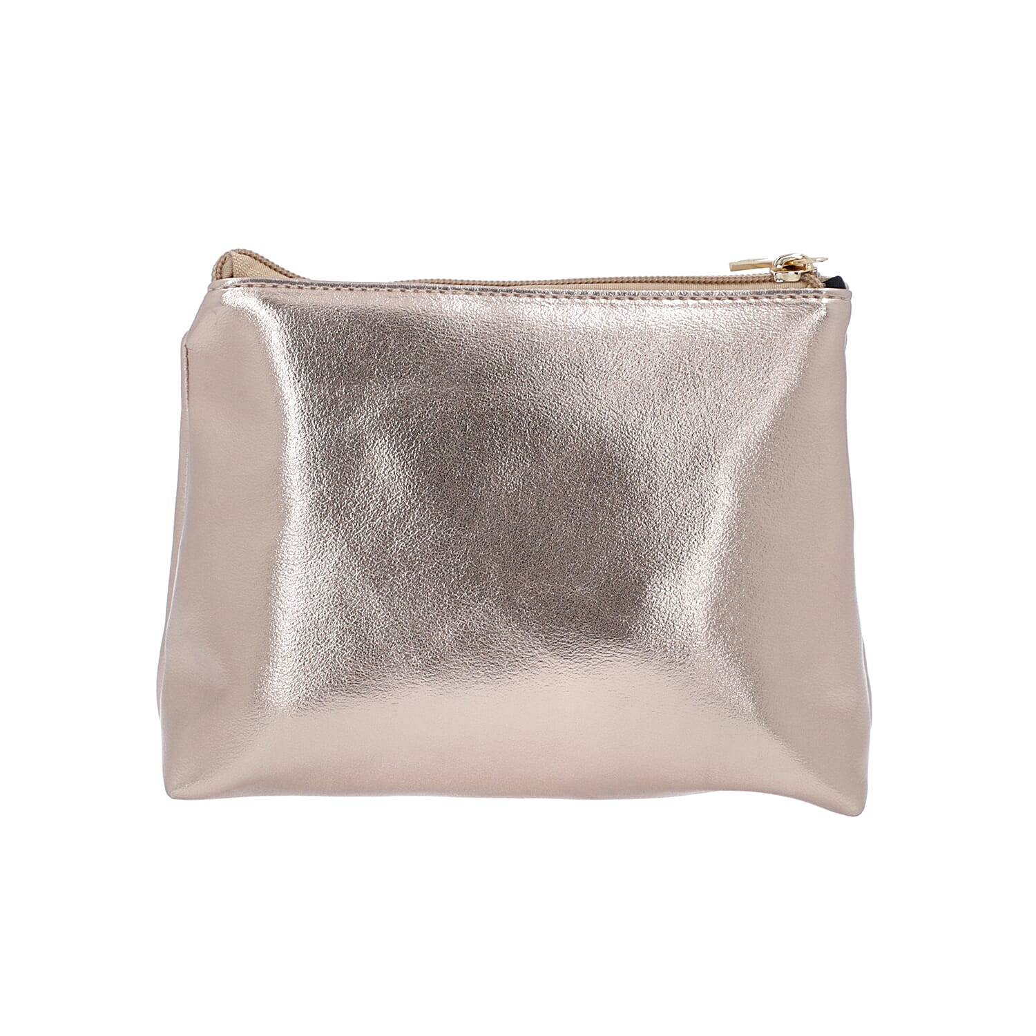 2 Piece Set - Metallic Rose Gold Colour Bowknot Satchel Bag (Size 28x12x16cm) with Zipper Closure and Pouch Bag (Size 20x7x15cm)