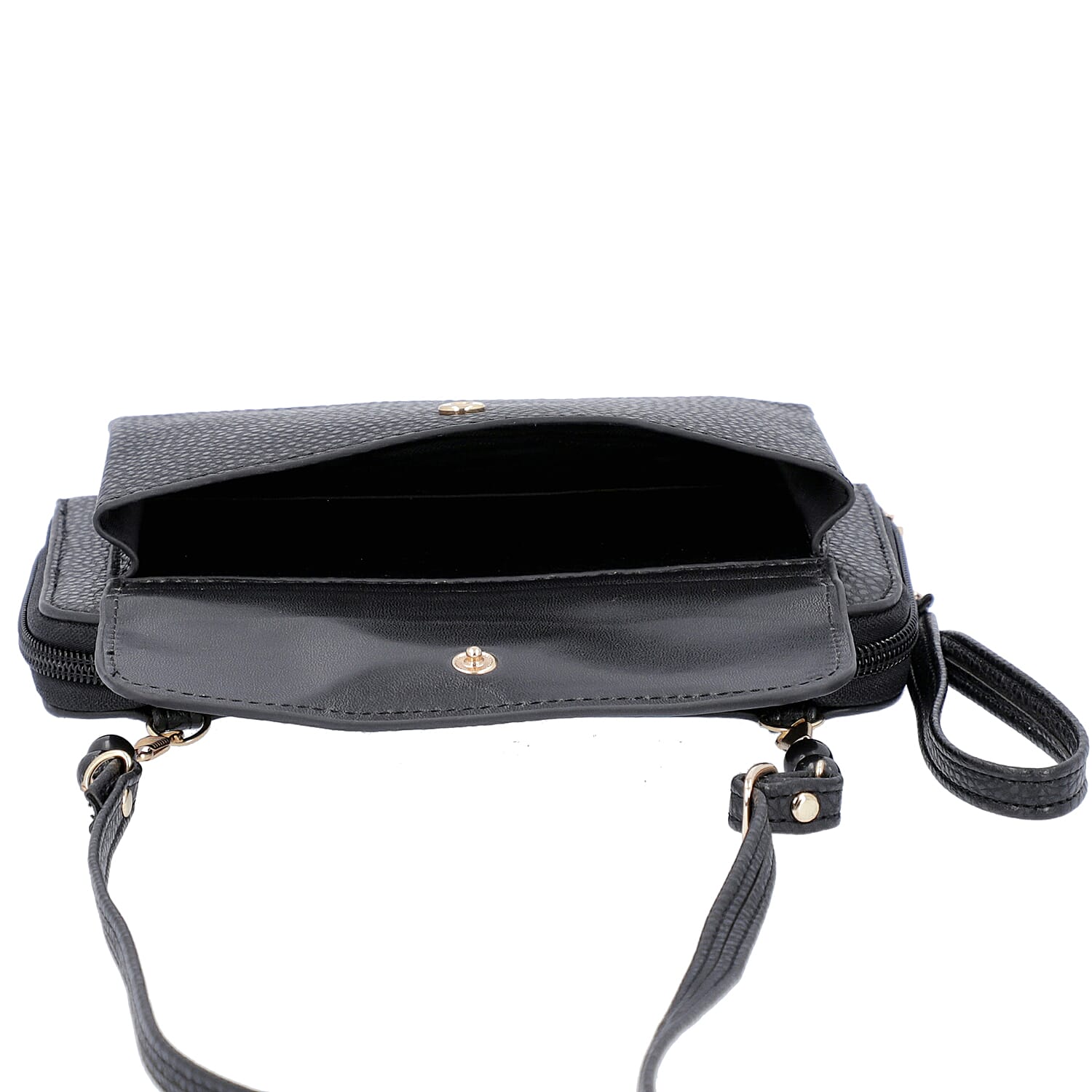 Designer Inspired- Bead Crossbody Bag with Touch Screen Window and Zipper  Closure (Size 18x4x11Cm) - Black