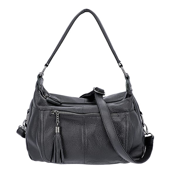 100 Genuine Leather Tote Bag with Zipper Closure and Detachable Shoulder Strap (Size 30x23x12